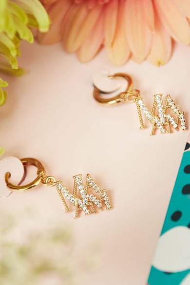 Boucles d'Couleur oreilles en cuivre lettres maman Couleur or Cuivré h5 Image2
